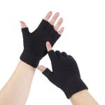 Unisex Fingerless Black magic Half Finger Thermal gloves Mens Womens boys