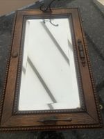 Antique Oak Wall Mirror With Coat Hooks