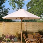 Rowlinson 2.5m Ashdown Wooden Garden Parasol Hardwood Frame Natural 38mm Pole