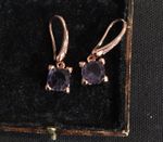 Vintage Style Amethyst Gemstone Earrings 18K Rose Gold Plated