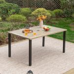 Outdoor Patio Dining Table for 6 Person Rectangular w/ Umbrella Hole Heavy Duty
