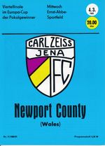 CARL ZEISS JENA GDR DDR Germany v Newport County (Cup Winners Cup) 1980/1981