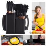 Kitchen Utensil Set Silicone Wooden Handle Cooking Tools Holder 19pcs UK