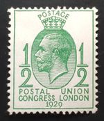 GB. GV. 1929. VERY RARE ERROR! "CO" joined on PUC ½d Green. NCom5d. Mint.