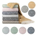 Throw Blanket for Sofas Couch Bed Runner Scandi Woven Soft Cotton Zahra