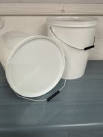 2 x 20 Litre Storage Bucket with Handle & Lid…WHITE…reusable…FREE DELIVERY