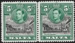 Malta 1938-43  5s Black & Green SEMAPHORE FLAW  SG.230/230a Mint Hinged Cat £90+