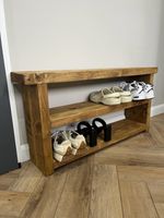 Rustic wooden shoe rack storage shelf hall bench reclaimed timber solid wood