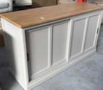 OAK FURNITURELAND HENLEY NATURAL OAK AND STONE PAINTED HARDWOOD LARGE SIDEBOARD 