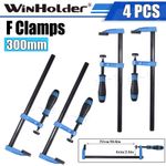 4pc F Clamps 300mm Wood Working Soft Grip Metal Heavy Duty Clamp 12"