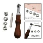 Leather Needle Point Tracing Wheel with Wooden Handle for Cross Stitch Paper