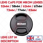 LENS CAP FOR NIKON 52mm 58mm 62mm 67mm 72mm 77mm 82mm FILTER THREAD LENS COVER