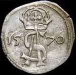 Silver Coin Grand Duchy of Lithuania Sigismund II Augustus Dwudenar 1570 Vilnius