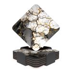 Gutsy Marble Effect Coasters Set of 6 Round & Square with Holder - Cork Base