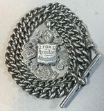 Antique Sterling Silver Albert Pocket Watch Chain & Fob with Graduated Links d