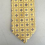 Vintage Floral Tile Jacquard Silk Tie 90s Yellow Geometric Necktie Made in Italy