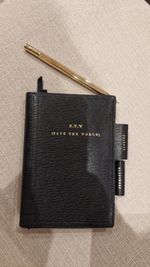 Authentic Anya Hindmarch Black Leather Bespoke Journal With Message On The Front