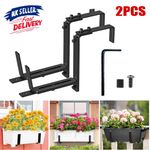 Set of 2 Trough Plant Pot Hanging Hooks Rail Balcony Planter Holder Brackets UK