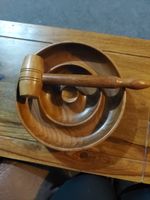 Vintage Wooden Nutcracker  Serving Bowl And Wooden Mallet