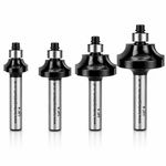 Lumberjack 4Pcs 1/4" Shank Round Over Beading Edging Router Bit Woodworking Set