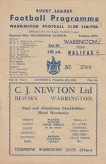 Warrington v Halifax 1962/3 (3 Nov)