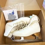 Risport Electra White Figure Skates Size 25.0 PPN3010 Leather Toe Pick Lace-Up
