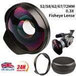 52/58/62/67/72MM 0.3X Ultra Wide Angle Fisheye Lens Camcorder Recording Len UK