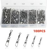 100Snap link swivels Barrel & Interlock Clip Size 7and14 Carp fishing end Tackle
