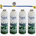 Car Aircon refill R134 Compatible Topup Regas+ Hose&Gauge Complete Kit LargeX4