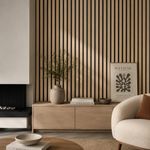 Oak Slatted Acoustic Wall Panel 2400x600mm | MDF Wood Veneer | PET Felt