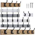 Coat Hooks Wall Mounted Modern Wooden Board with Smooth Metal Coat Hanger
