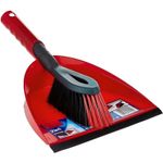 Vileda Dust Pan and Brush Set with Soft Bristles Rubber Lip for Sweeping