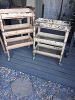 Vintage 1970s Shoe Factory Trolley Metal Steel Brown Cream
