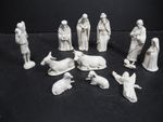 Vintage Heron Ceramic in Belleek - White with Gold Detail Nativity Set