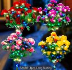 4pcs Garden Ornament Light Solar-Powered Flowers Multicolour Lights 4 Azalea 