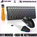 ATTACK SHARK X11 Mouse and X60 HE Keyboard Wireless Gaming Combo,Magnetic Switch