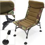 Carp Fishing Padded High Back Chair Adjustable Mud Feet Camo Camping Festival