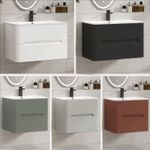 Wall Hung Vanity Unit Carrara White Basin Sink 2 Drawer Cabinet  600 / 700 / 800