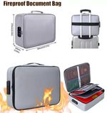 2 x Fireproof Document Box W/Locks Waterproof File Storage Organizer Safe Bag