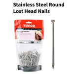 Timco Stainless Steel Round Lost Head Nails - Rustproof Nail Fixings 40/50/65mm