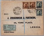 YUGOSLAVIA 1919 POSTAL REGISTERED COVER MULT FRANKING ADDR NY USA CANC BELGRADE