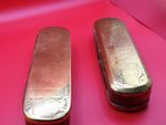 2x 18th century Dutch BRASS TOBACCO BOXES ENGRAVED PRELOVED 