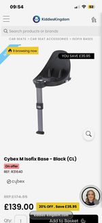 Cybex M i-Size ISOFIX Car Seat Base, Black, Unisex Car Seat Base