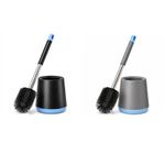 Premium Silicone Toilet Brush And Holder Set With Flexible Non Scratch Bristles