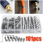 101 Pcs Assorted Stainless Steel Hose Clamp Kit With No Driver Jubilee Clips Set