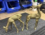 Pair of Mid-Century Detailed Vintage Brass Deer, Stag and Doe, Christmas Decor