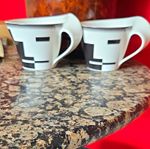 Villeroy & Boch Luxembourg 1748 Ceramic Coffee Mugs, Black/White Stripe Set of 2