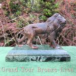 Grand Tour Bronze Lion Sculpture on Verde Antico Marble Plinth – Circa 1850's