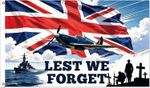 Lest We Forget Flag 5ft x 3ft with Eyelets Poppy Remembrance x 3ft, Red