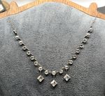 Vintage Art Deco Sterling Silver Open Back Crystal Choker Necklace Dangle 16”